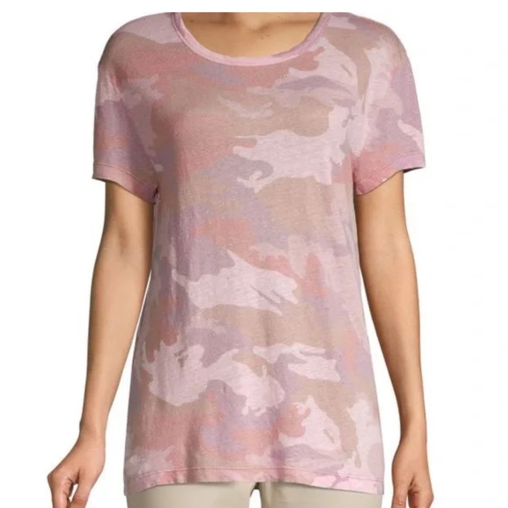 ZADIG & VOLTAIRE Walk Pink Camo Linen Tee Shirt